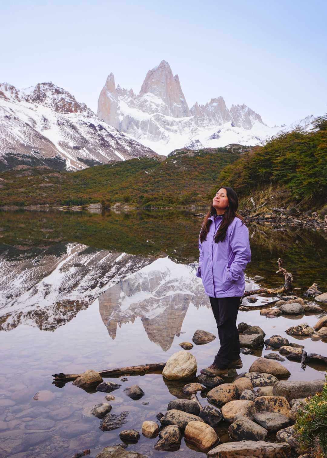 Fitz Roy reflejado en la Laguna Capri