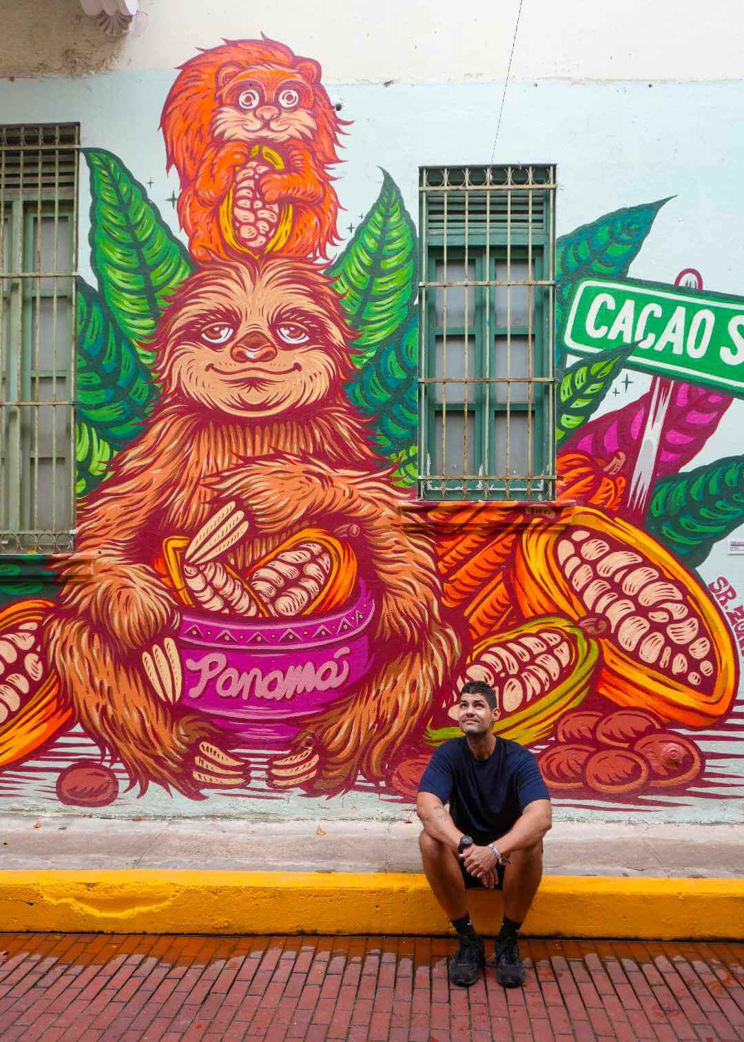 Mural de oso perezoso en Casco Viejo